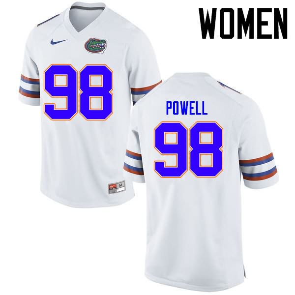 NCAA Florida Gators Jorge Powell Women's #98 Nike White Stitched Authentic College Football Jersey STI8464UX